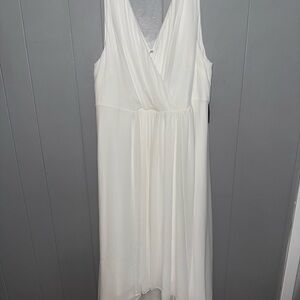 Torrid White Pleated  high low Midi Dress